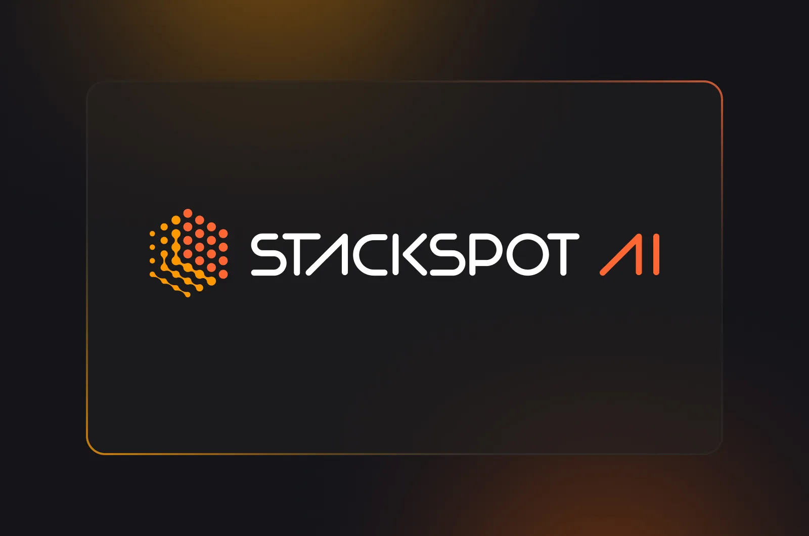 Capa do artigo "StackSpot AI: sua plataforma multi-agentes de Inteligência Artificial para o ciclo de desenvolvimento de software". A imagem tem StackSpot AI em destaque ao centro em branco e laranja. O fundo é escuro com focos em laranja.